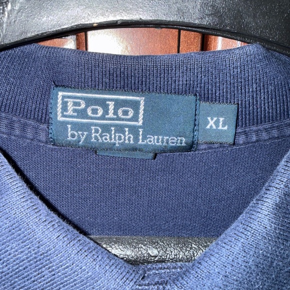 Ralph Lauren Navy Long Sleeve Polo with Red Logo - Picture 3 of 4
